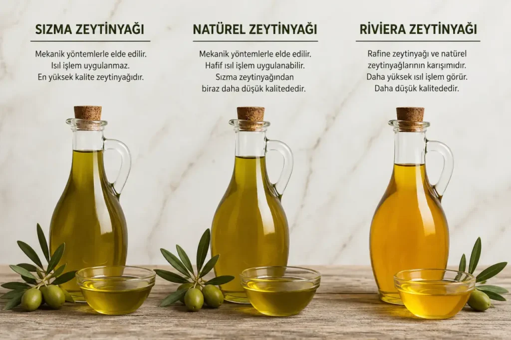 Sızma, natürel ve riviera zeytinyağı arasındaki fark